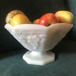 Vintage milk glass octagon fruit bowl